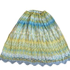 VTG Worthington Womens 4P Crinkle Maxi Skirt Multicolor Stripe Sheer Y2K Hippie
